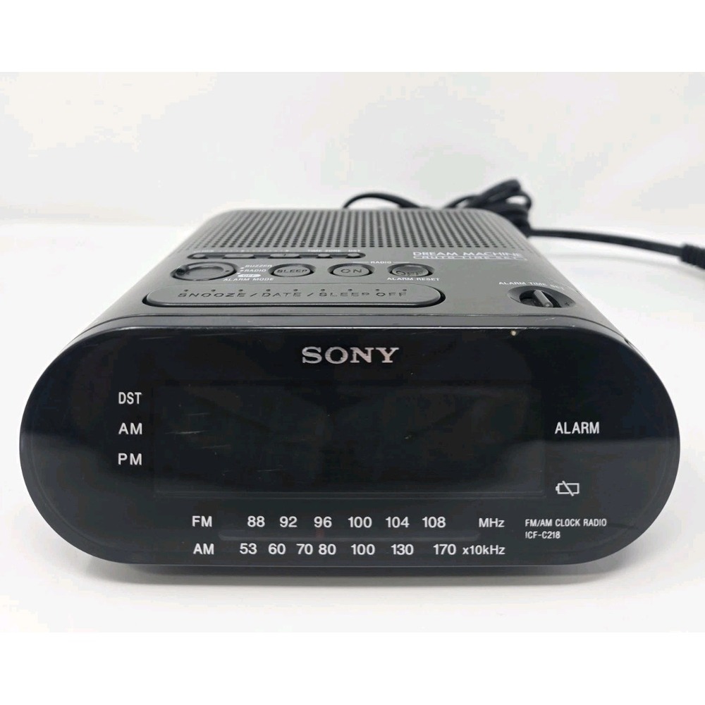 Sony Dream Machine ICF-C218 Black AM FM Digital Alarm Clock Radio OEM - WORKS